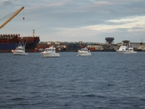 Boats waiting to leave harbour